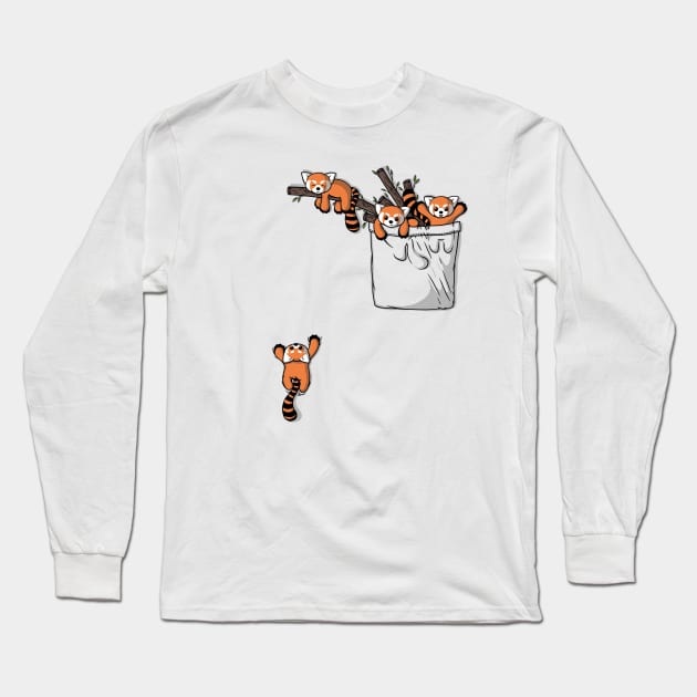 Pocket Red Panda Bears Long Sleeve T-Shirt by Beka